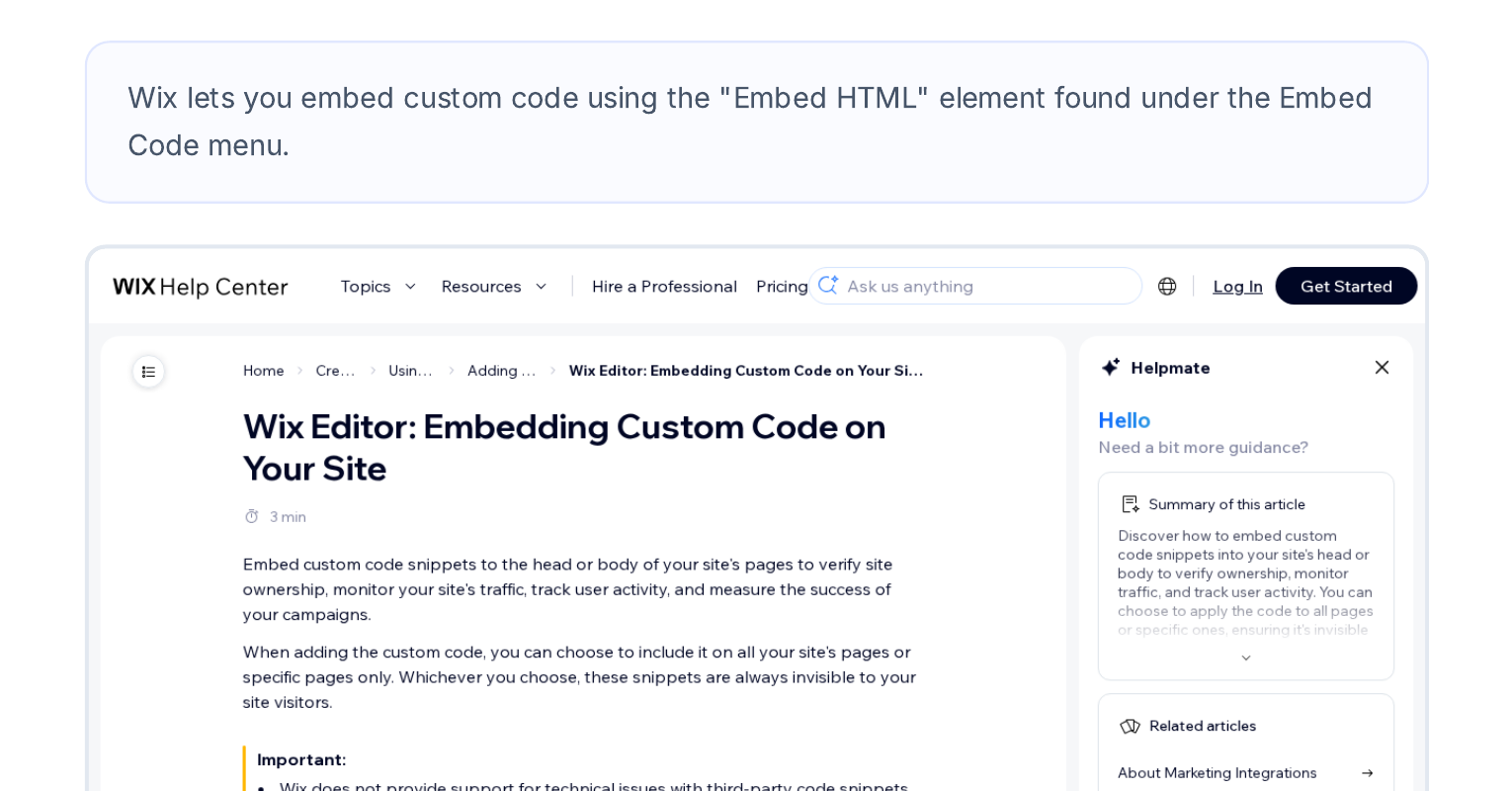 Wix - Embedding SmartForm